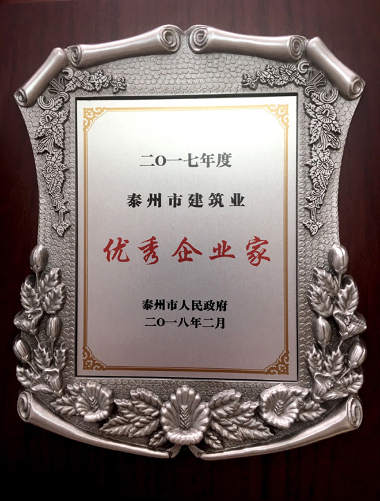2017年度泰州市優(yōu)秀企業(yè)家
